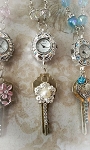 Romantic Redux Watch Necklace Vintage Key Pearl Crystal